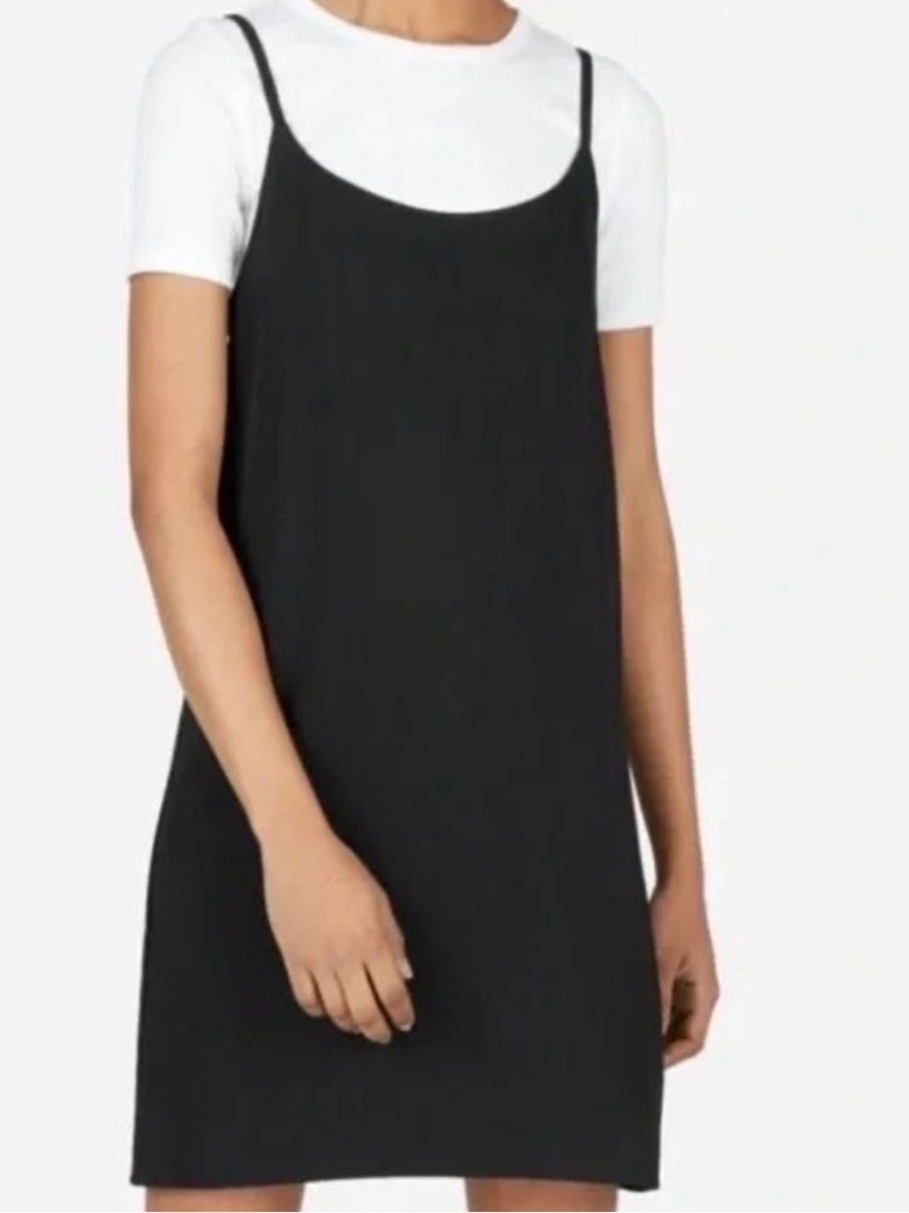 Everlane Japanese Goweave Black Slip Mini Dress